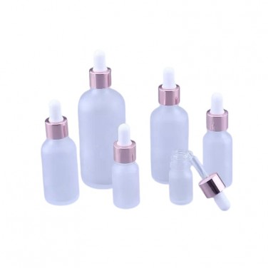 透明圓角圓柱形精華液瓶蒙砂加工